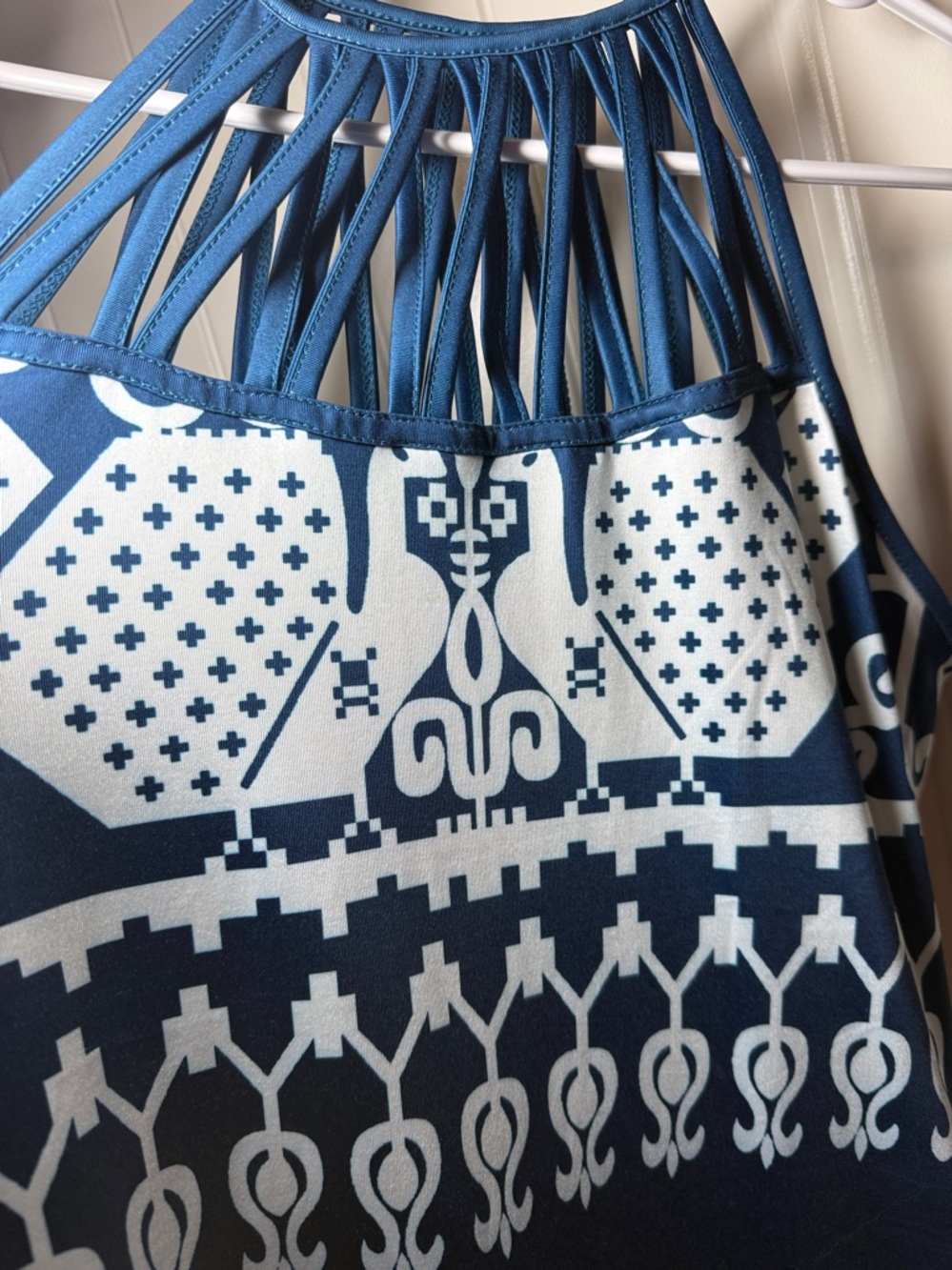 Emery Rose Strappy Navy Blue and White Asymmetrical Sundress